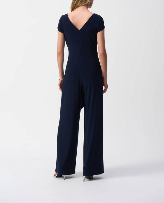 Joseph Ribkoff - V-neck Wrap Front Wide Leg Jumpsuit
