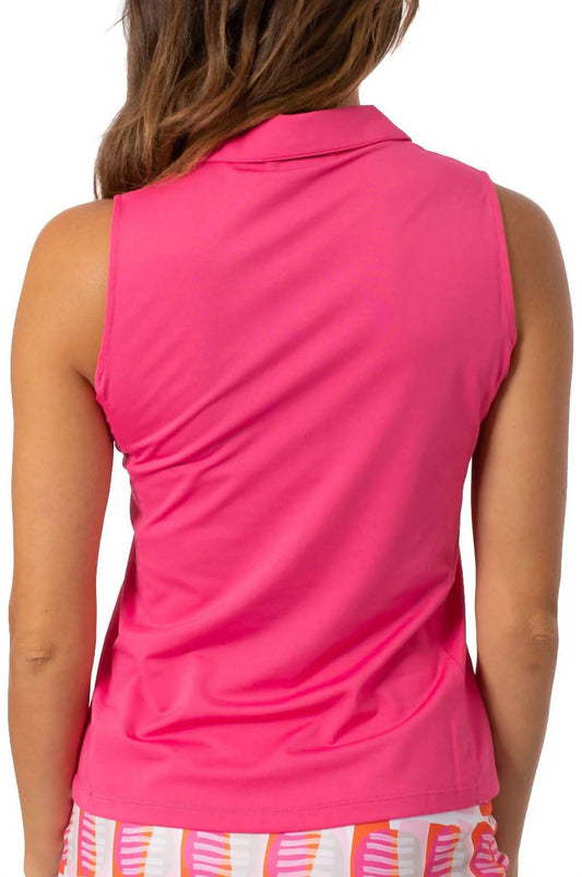 Golftini - Sleeveless Zip Polo Top