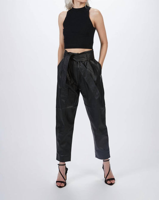 PLEATED LEATHER PANT