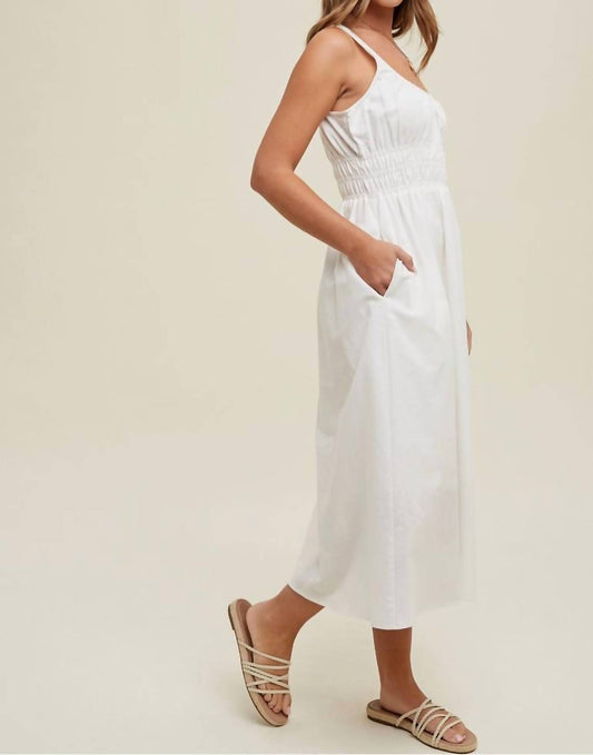 Wishlist - Linen With Smocked Waist Detail Midi Dress