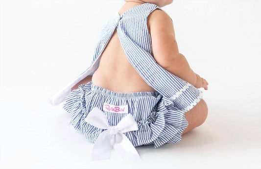 Rufflebutts - Baby Girl Seersucker Ric Rac Swing Top & Bloomer Set