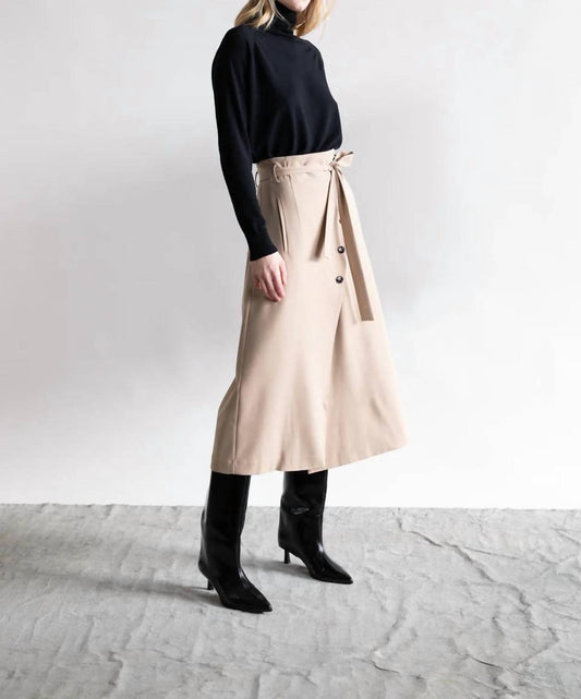 Psophia - High Waisted Wrap Skirt With Side Button Detail
