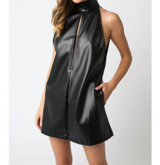 Olivaceous - Faux Leather Kenley Dress