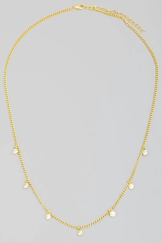 Fame Accessories - Women's Sterling Silver Stud Station Necklace