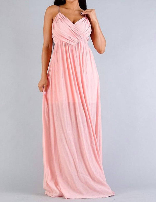 Cefian - Strap Cross Front Shirred Maxi Dress