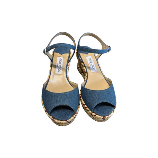 Jimmy Choo - Women's Perla 70 Denim Wedge Sandals
