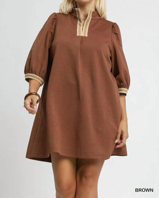 Umgee - High Neck Jacquard Mini Dress