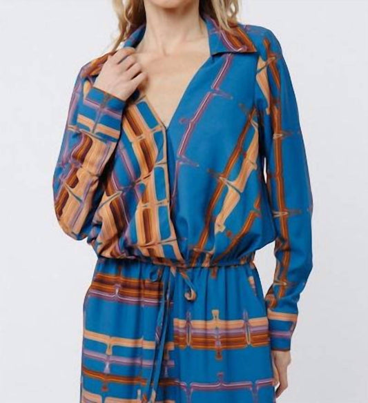 Ciebon - Abstract Stripe Surplice Bubble Top