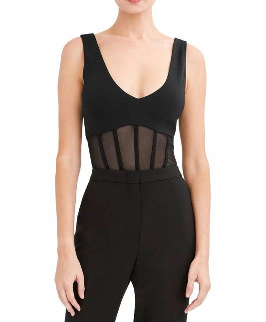 Bcbgmaxazria - Mesh Inset Deep V-neck Bodysuit