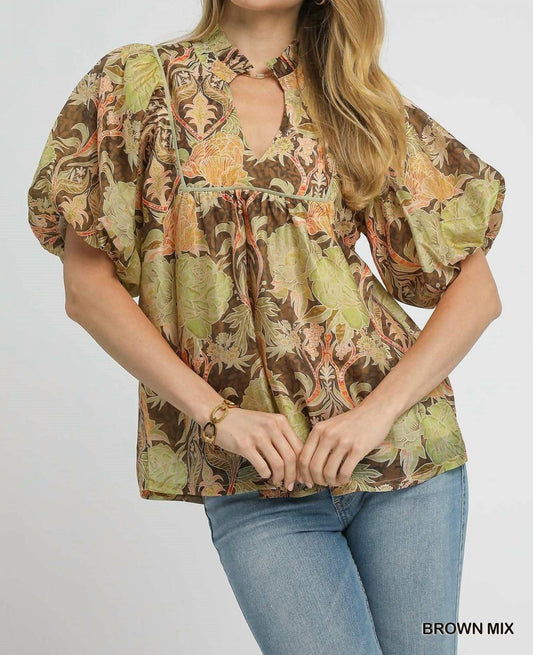 Umgee - Smocked V-Neck Top