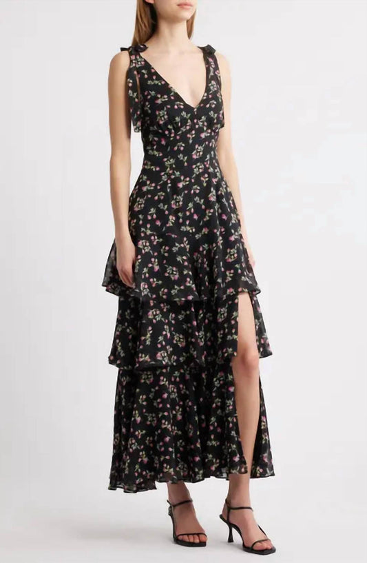 Lulus - Arya Tiered Floral Chiffon Maxi Dress