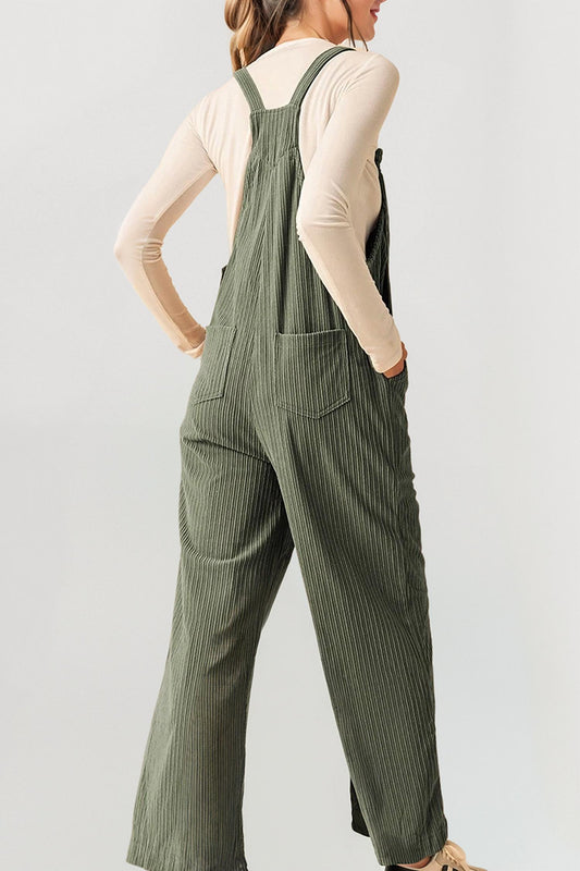 66Disco - Corduroy Pocketed Wide Leg Overall