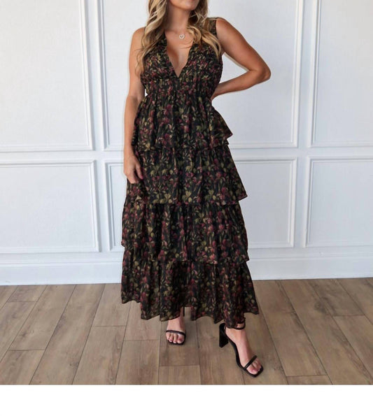 2.7 August Apparel - Flora & Noir Maxi Dress