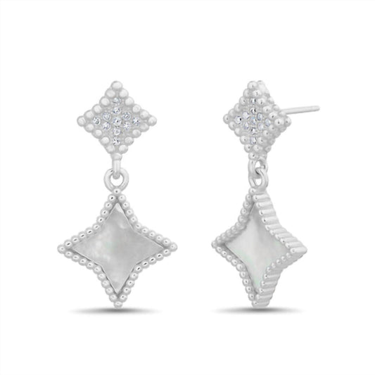 Allyanna Gifts - Women's Cubic Zirconia Enamel Diamond Shape Dangling Earrings