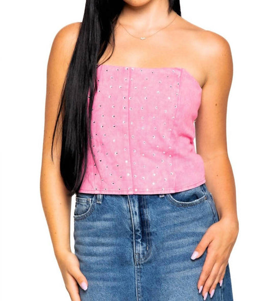 Le Lis - Swifty Rhinestone Denim Tube Top