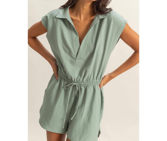 Hyfve - Collared Romper With Buttonless Placket