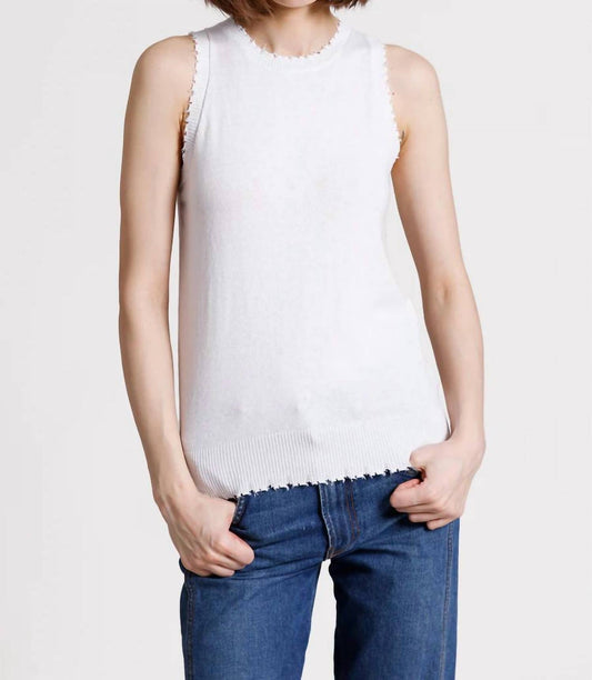 Minnie Rose - Cotton Cashmere Frayed Tank