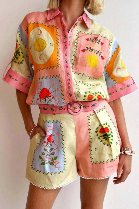 Sundayup - Shandy Multi Print Top & Shorts Set