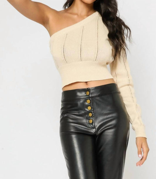 Cropped One Shoulder Sweater