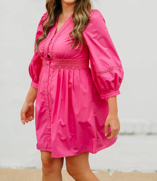 Jade - Lace Trim Cinch Waist Dress