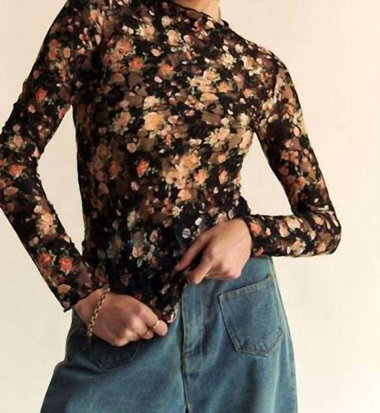 Davi & Dani - Mesh Long Sleeve Layering Top - black - blouses - clothing