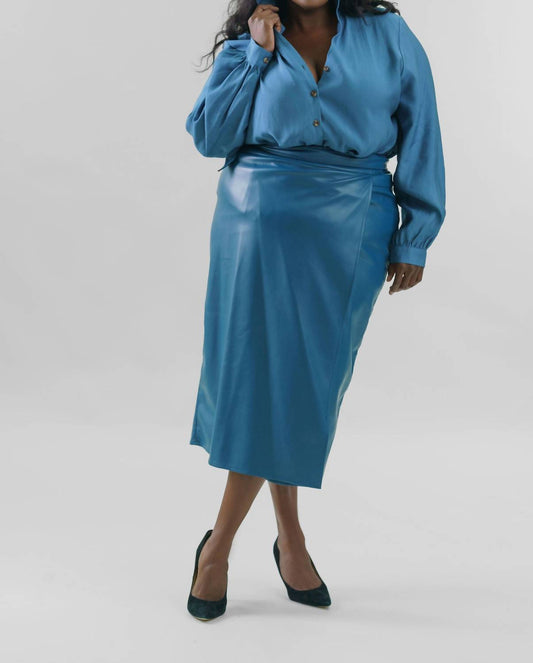 Never Fully Dressed - Teal Vegan Leather Jaspre Skirt - Plus Size