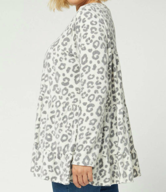 Entro - Animal Print Tiered Top