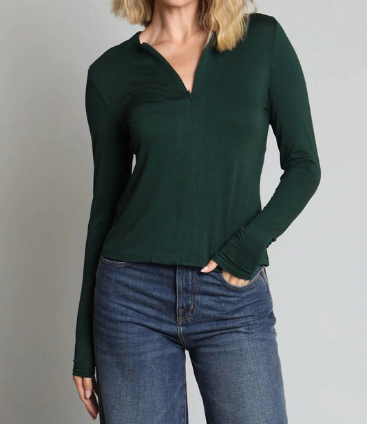 Lola & Sophie - Jersey Zip Neck Top
