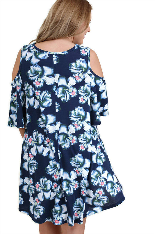 Umgee - Floral Cold Shoulder Criss Cross Dress - Plus