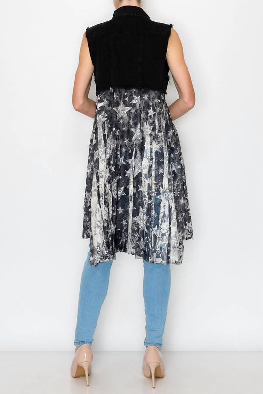 Origami - Denim Lace Mixed Media Vest