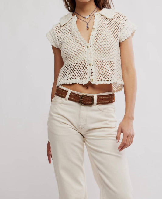 Free People - Lily Crochet Short Sleeve Top
