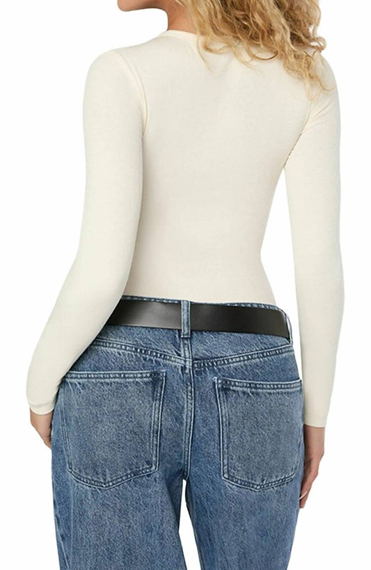 We Wore What - Henley Ribbed Long Sleeve Bodysuit