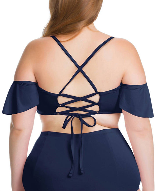 Becca - Flounce Off the Shoulder Ruffle Bikini Top - Plus