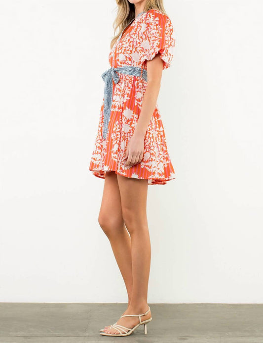 Thml - Contrast Tie Wasit Puff Sleeve Dress