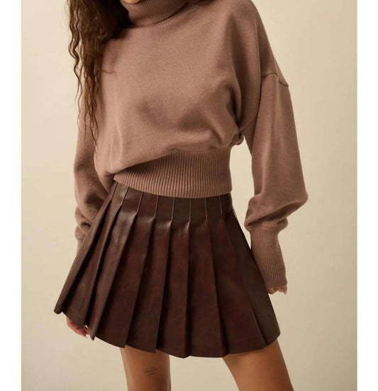 Promesa - Faux Leather Pleated Mini Skirt