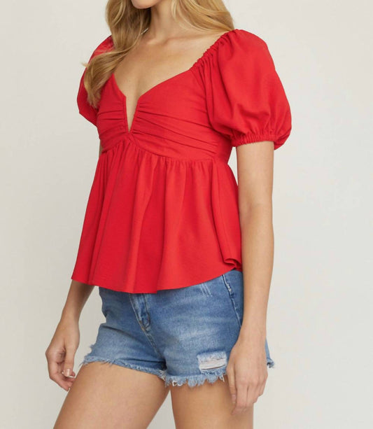 Entro - Bubble Sleeve Babydoll Top