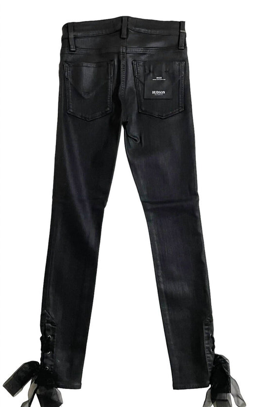 Hudson - Women's Nico High Rise Bow Coated Skinny Ankle Jeans