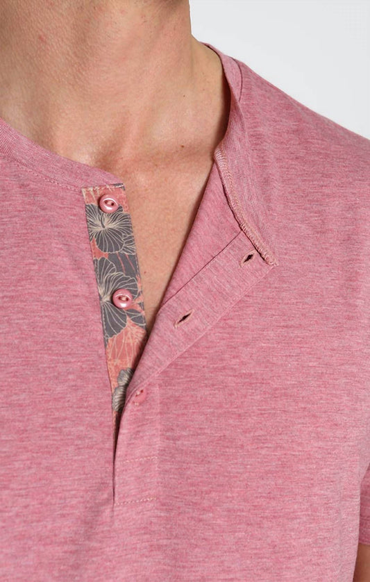 Jachs New York - Stretch Poly Viscose Short Sleeve Henley Tee