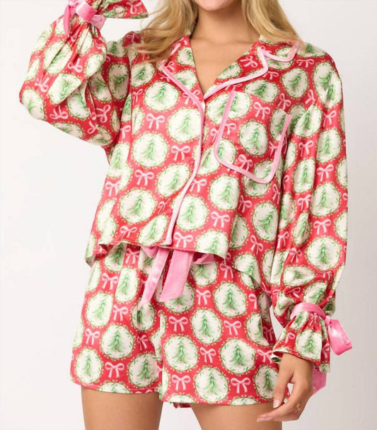 Peach Love - Christmas Jammies Top And Short Set
