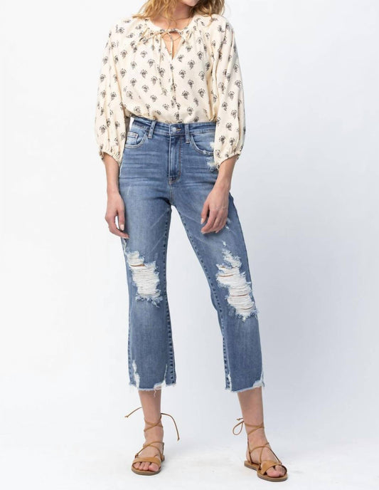 Judy Blue - High Waist Release Hem Ankle Straight Jeans