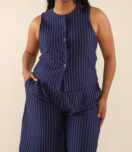 Nlt - Noah High Neck Pinstripe Vest -PLUS