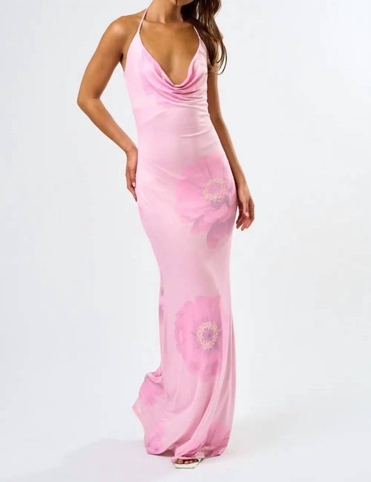 Blue Blush - Floral Halter Dress