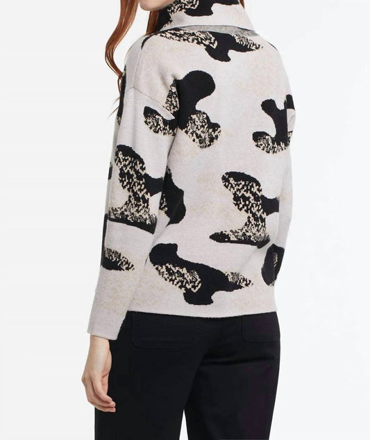 Tribal - Intarsia Knit Cowl Neck Abstract Print Sweater
