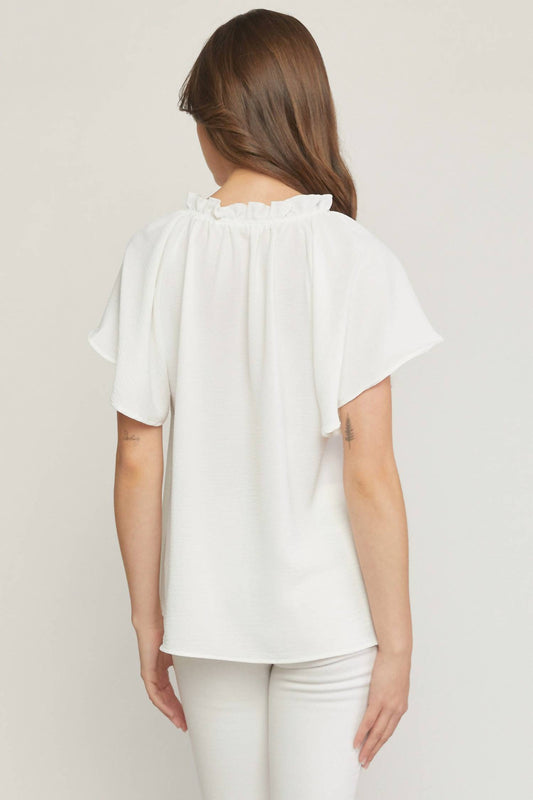 Entro - Ruffled Flutter Sleeve Blouse