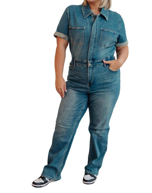 Judy Blue - Short Sleeve Denim Jumpsuit