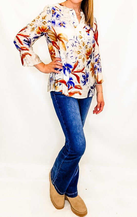 Multiples - Floral V-neck Top