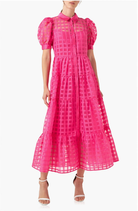 English Factory - Organza Tiered Puff Sleeve Dress