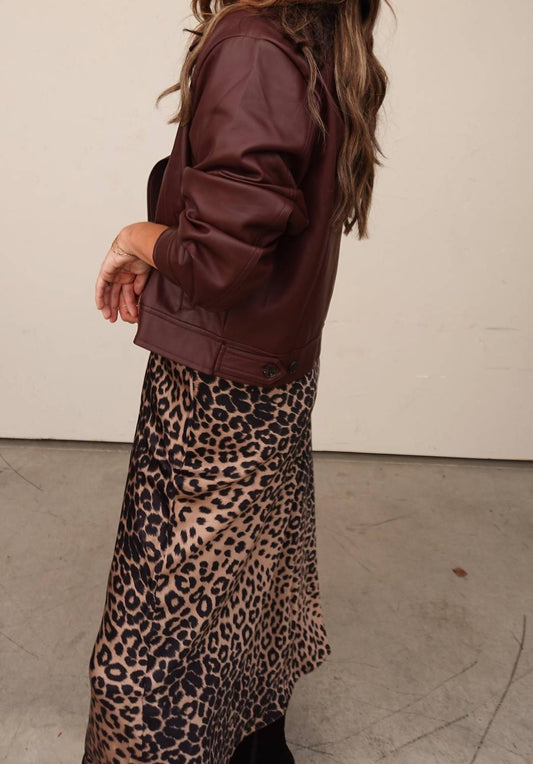 Allie Rose - Relaxed Long Sleeve Faux Leather Jacket