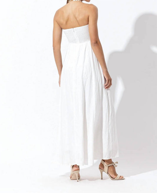 Lusana - Talia Linen Pintuck Maxi Dress