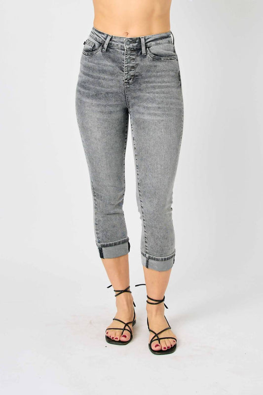 Judy Blue - Cuffed Button Fly Capri Jeans